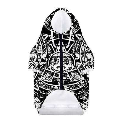 Black And White Maya Calendar Print Dog Zip Up Hoodie