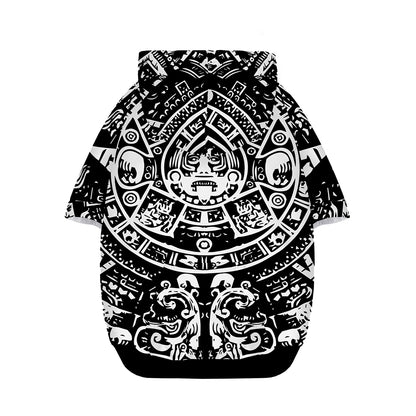 Black And White Maya Calendar Print Dog Zip Up Hoodie