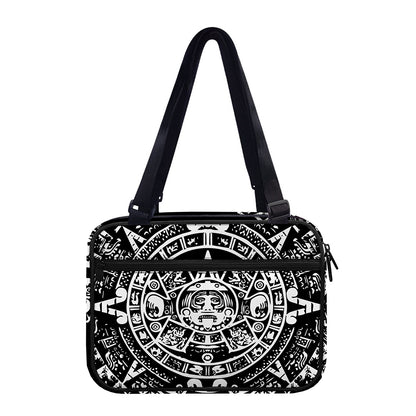 Black And White Maya Calendar Print Double Strap Bible Bag
