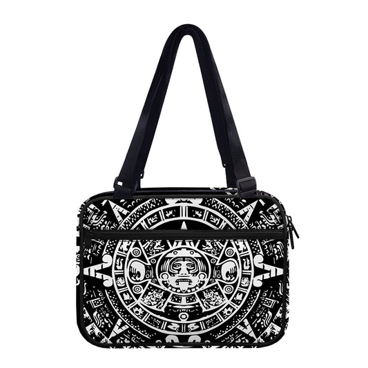 Black And White Maya Calendar Print Double Strap Bible Bag
