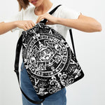Black And White Maya Calendar Print Drawstring Backpack