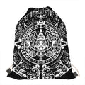 Black And White Maya Calendar Print Drawstring Bag