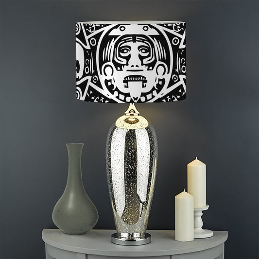 Black And White Maya Calendar Print Drum Lamp Shade