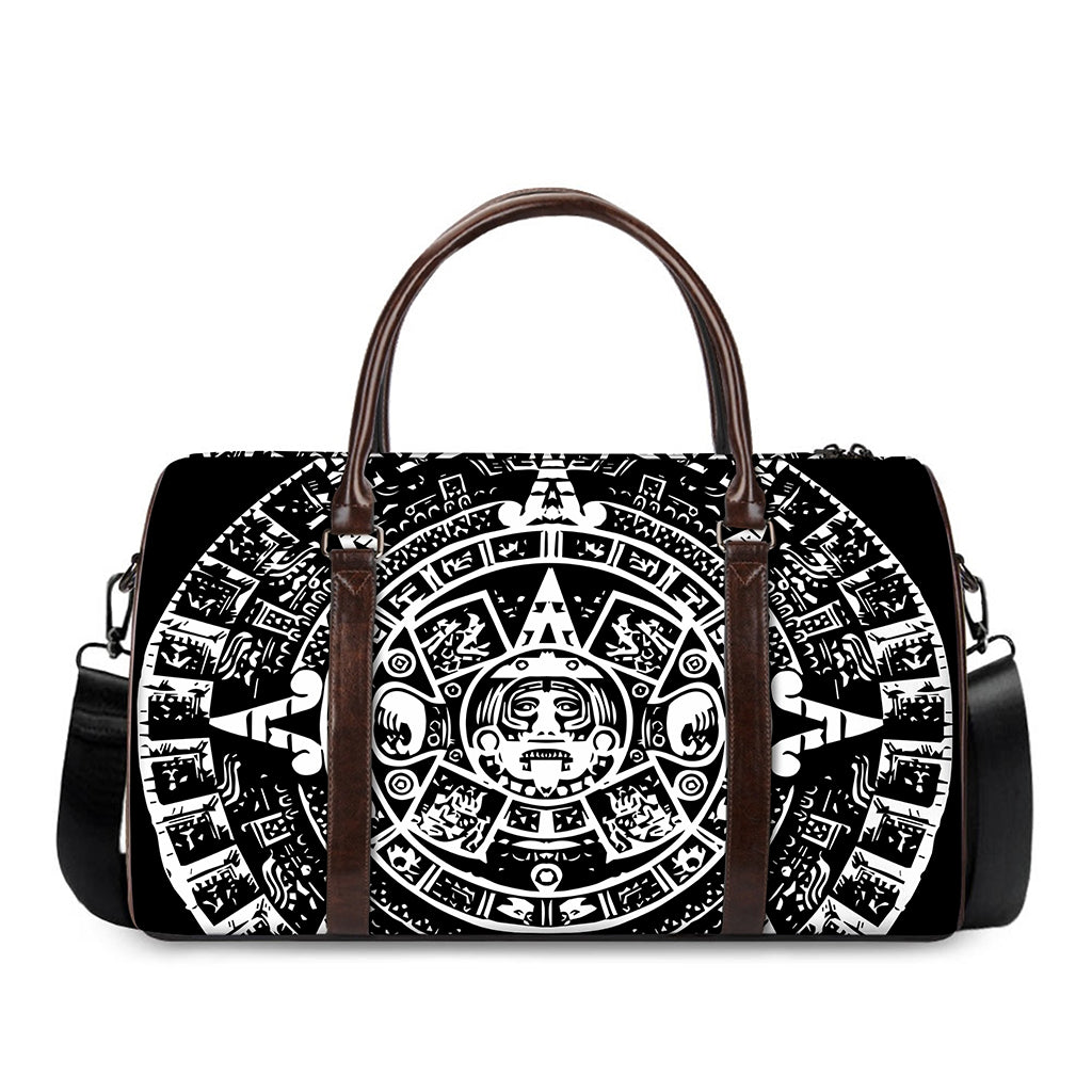 Black And White Maya Calendar Print Duffle Bag