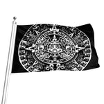 Black And White Maya Calendar Print Flag