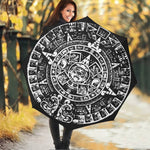 Black And White Maya Calendar Print Foldable Umbrella