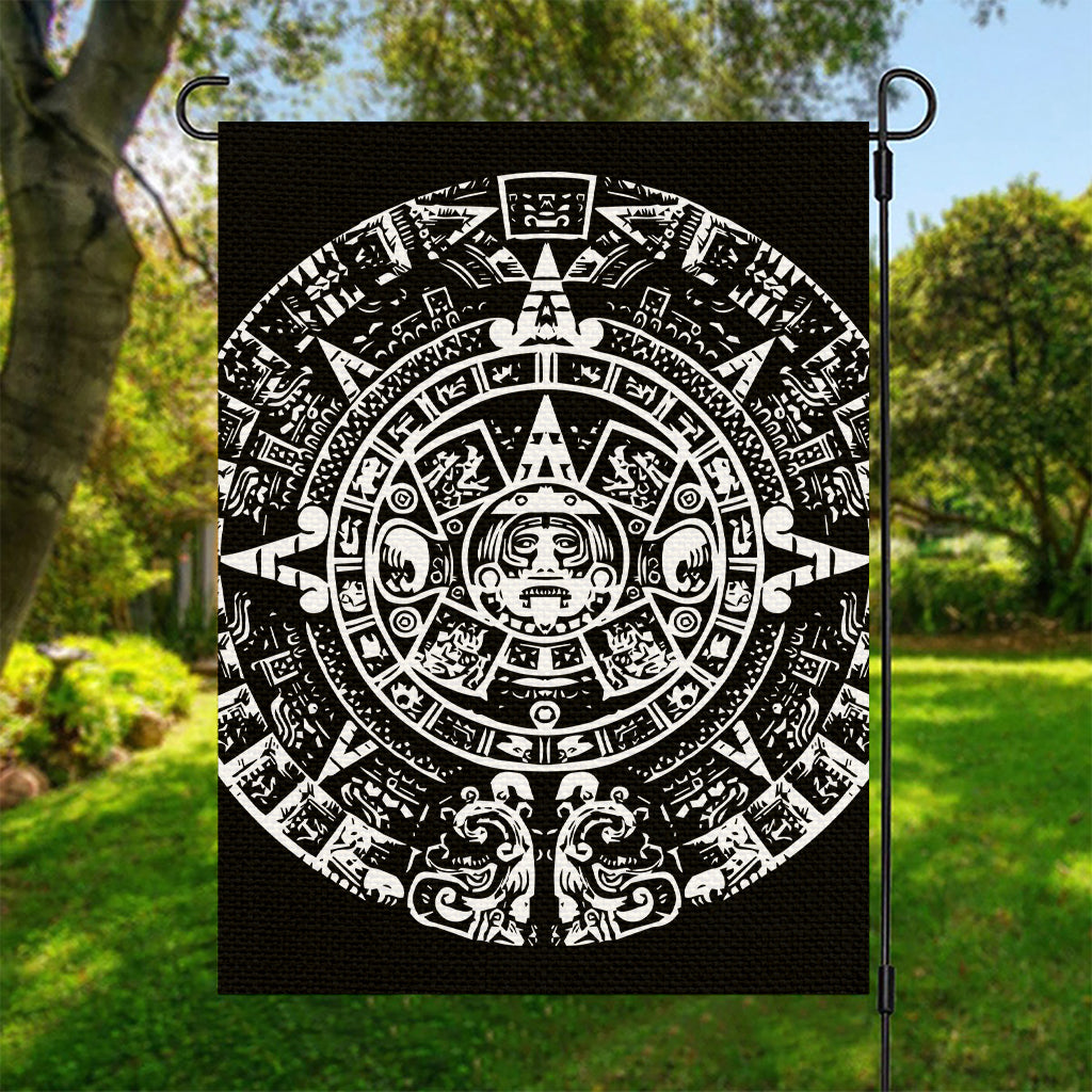 Black And White Maya Calendar Print Garden Flag