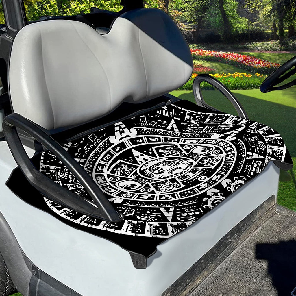 Black And White Maya Calendar Print Golf Cart Seat Cover