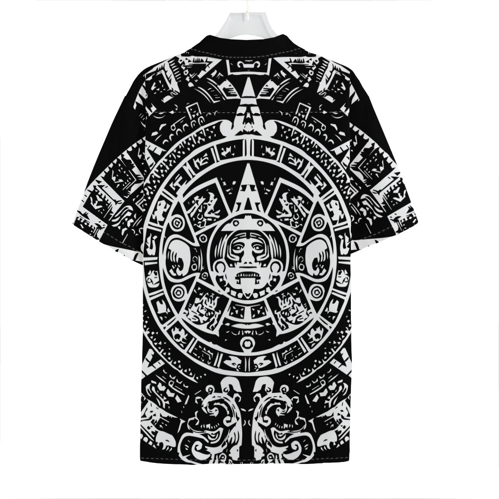 Black And White Maya Calendar Print Hawaiian Shirt