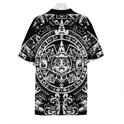 Black And White Maya Calendar Print Hawaiian Shirt
