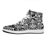 Black And White Maya Calendar Print High Top Leather Sneakers