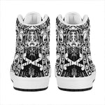 Black And White Maya Calendar Print High Top Leather Sneakers