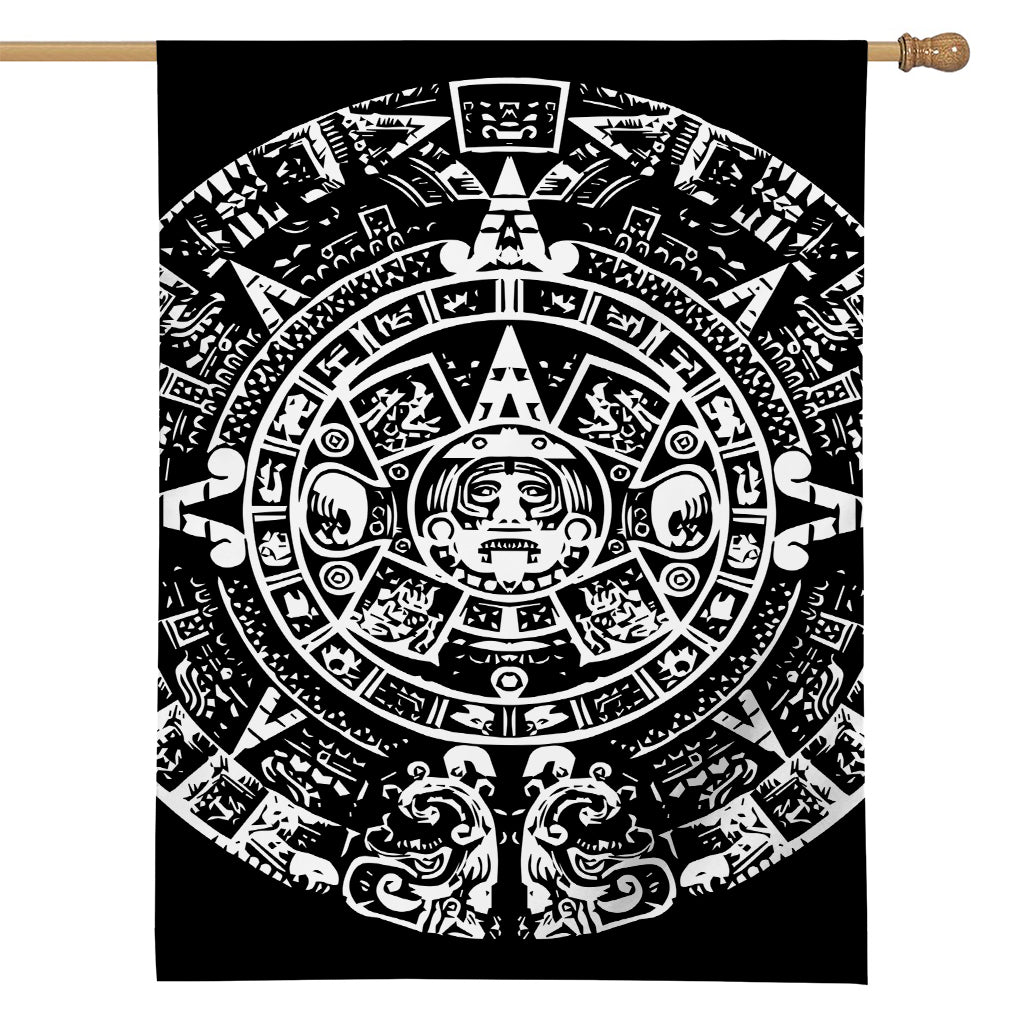 Black And White Maya Calendar Print House Flag