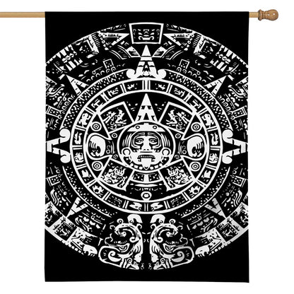 Black And White Maya Calendar Print House Flag