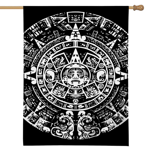 Black And White Maya Calendar Print House Flag