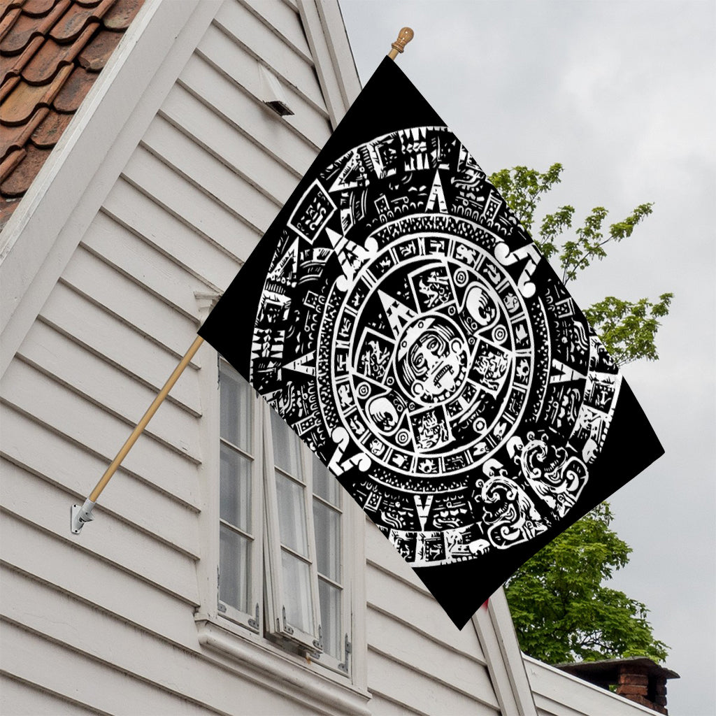 Black And White Maya Calendar Print House Flag
