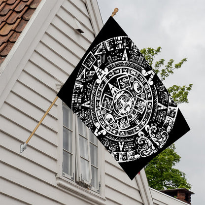 Black And White Maya Calendar Print House Flag
