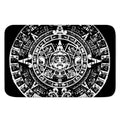 Black And White Maya Calendar Print Indoor Door Mat