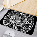 Black And White Maya Calendar Print Indoor Door Mat