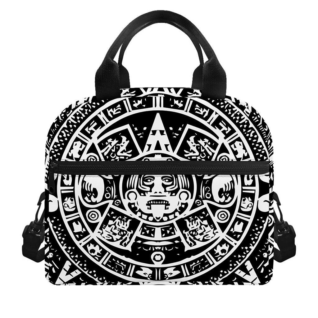 Black And White Maya Calendar Print Insulated Lunch Bag