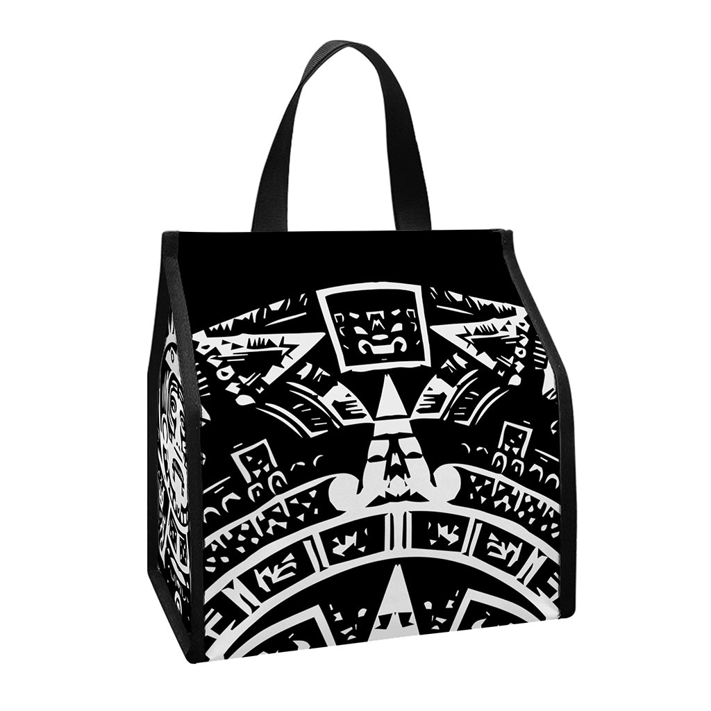 Black And White Maya Calendar Print Insulated Lunch Tote