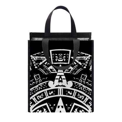 Black And White Maya Calendar Print Insulated Lunch Tote