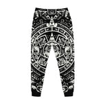 Black And White Maya Calendar Print Jogger Pants