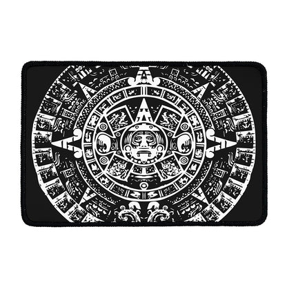 Black And White Maya Calendar Print Kitchen Mat