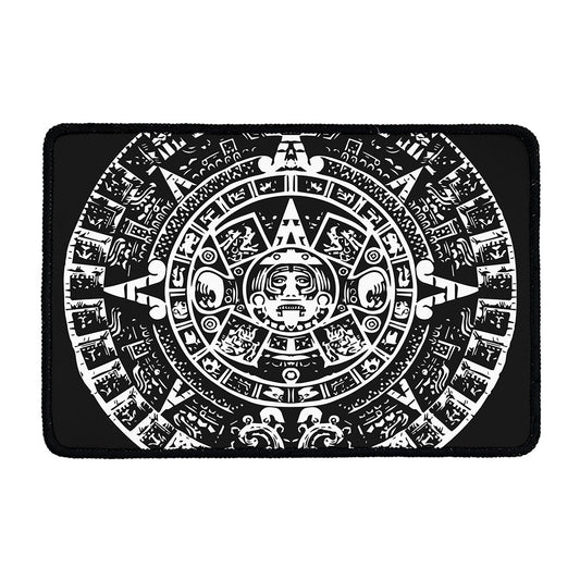 Black And White Maya Calendar Print Kitchen Mat