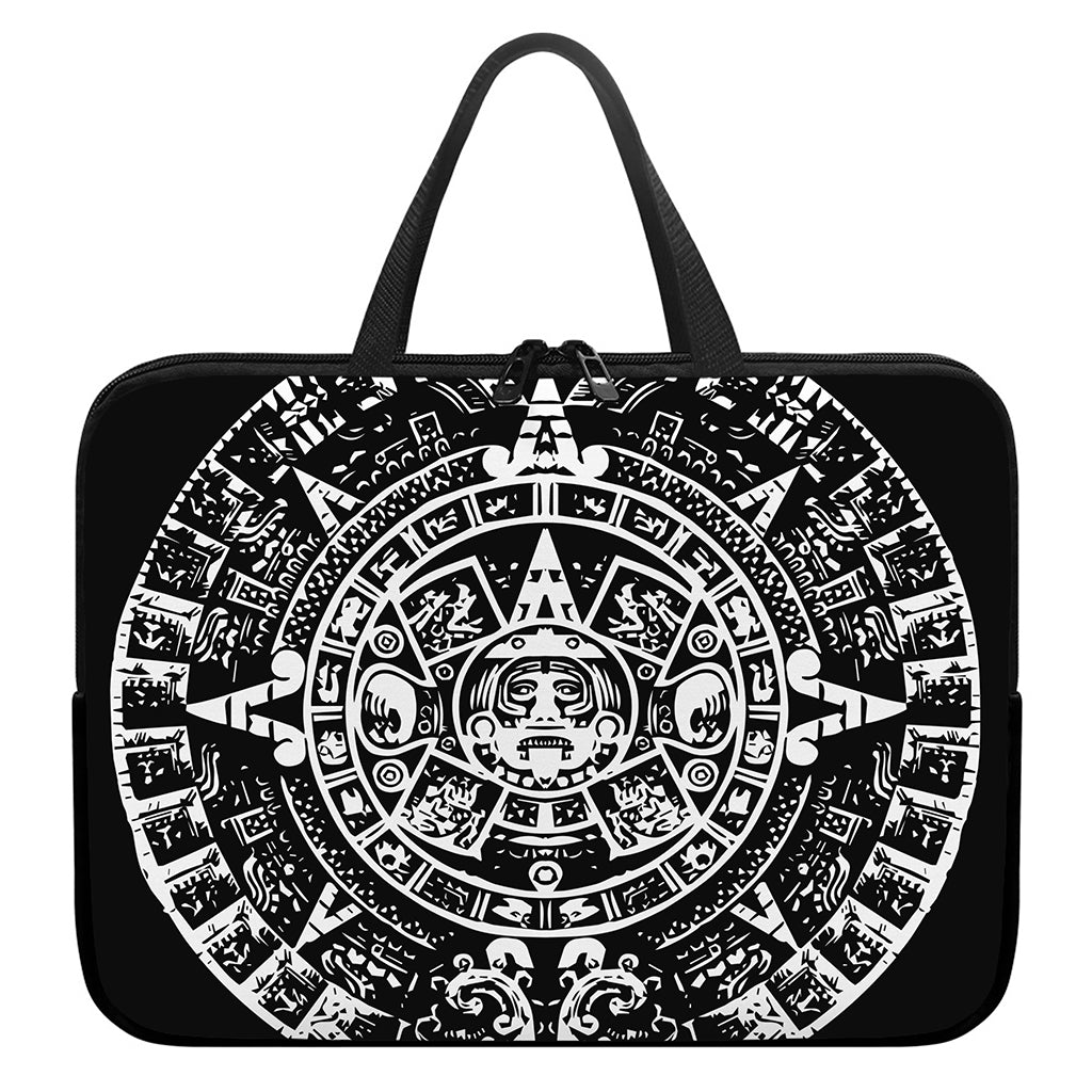 Black And White Maya Calendar Print Laptop Sleeve With Handle