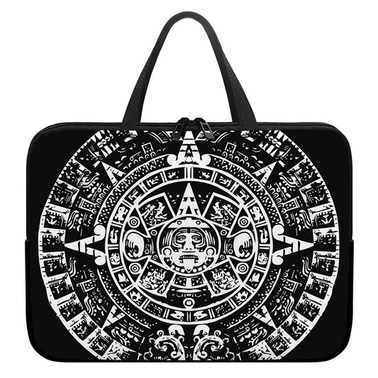 Black And White Maya Calendar Print Laptop Sleeve With Handle