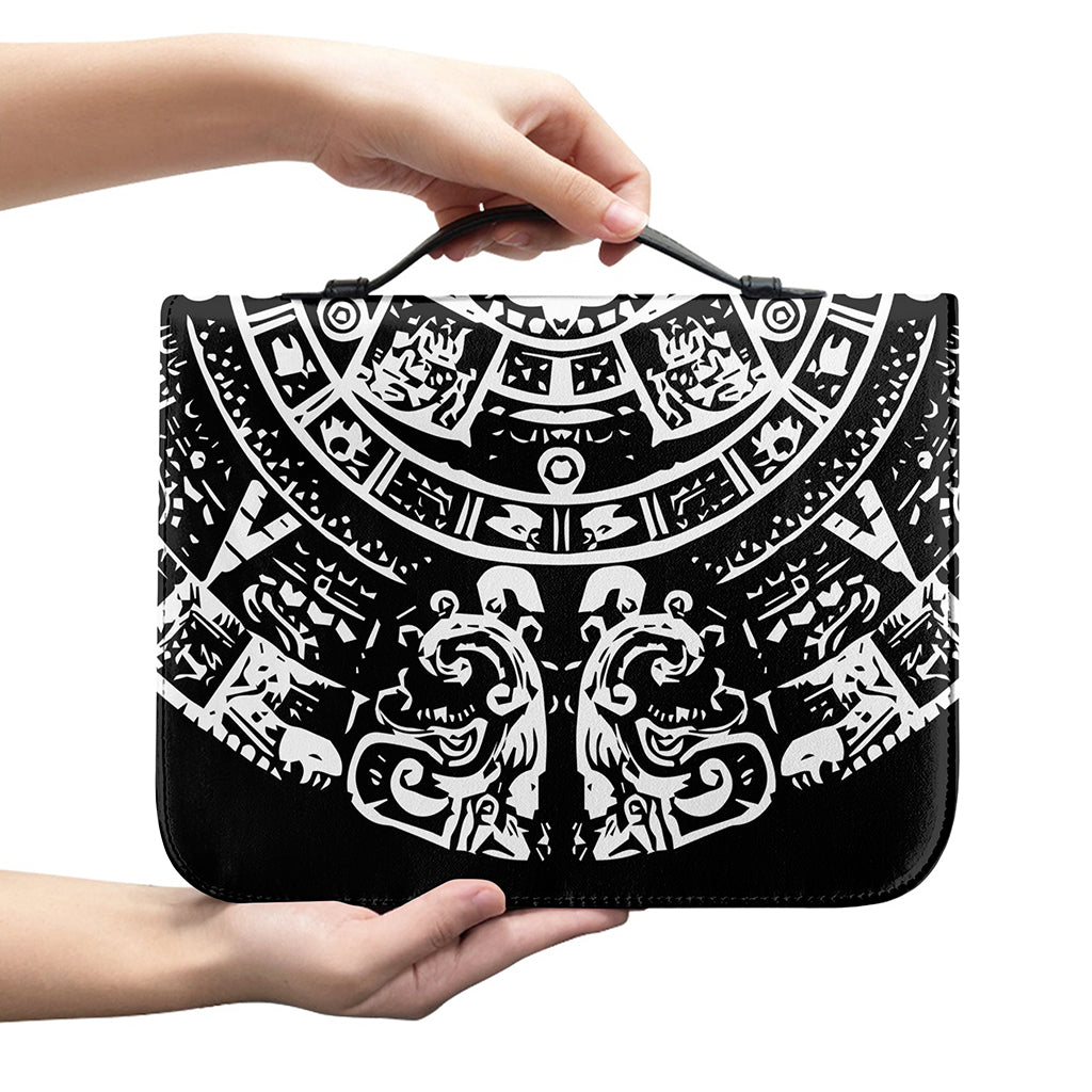 Black And White Maya Calendar Print Leather Bible Cover