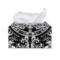 Black And White Maya Calendar Print Leather Tissue Box Cover
