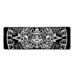 Black And White Maya Calendar Print Long Kitchen Mat