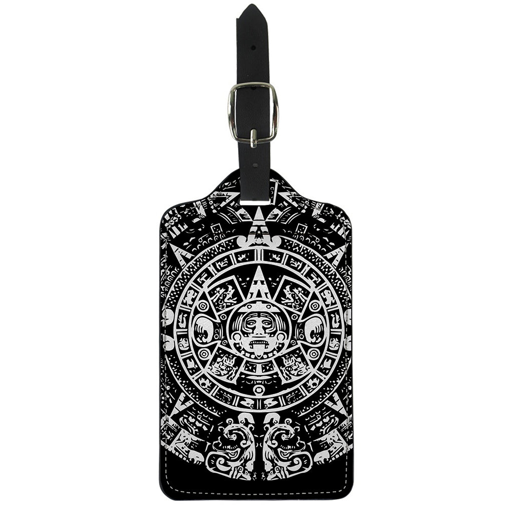 Black And White Maya Calendar Print Luggage Tag