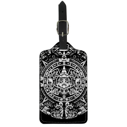 Black And White Maya Calendar Print Luggage Tag