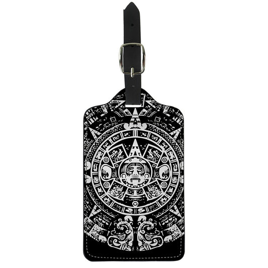 Black And White Maya Calendar Print Luggage Tag