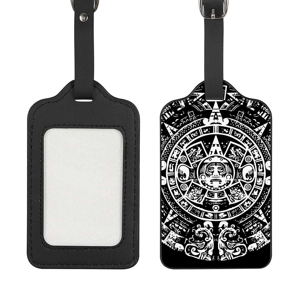 Black And White Maya Calendar Print Luggage Tag