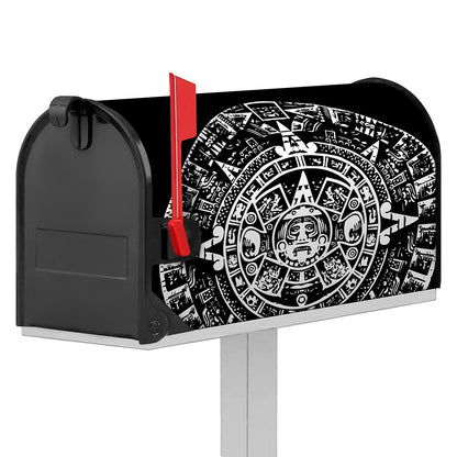 Black And White Maya Calendar Print Mailbox Cover