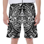 Black And White Maya Calendar Print Men's Beach Shorts