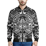 Black And White Maya Calendar Print Men's Bomber Jacket