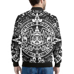 Black And White Maya Calendar Print Men's Bomber Jacket