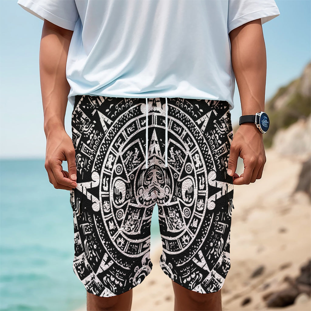 Black And White Maya Calendar Print Men's Cargo Shorts