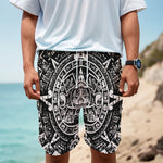 Black And White Maya Calendar Print Men's Cargo Shorts
