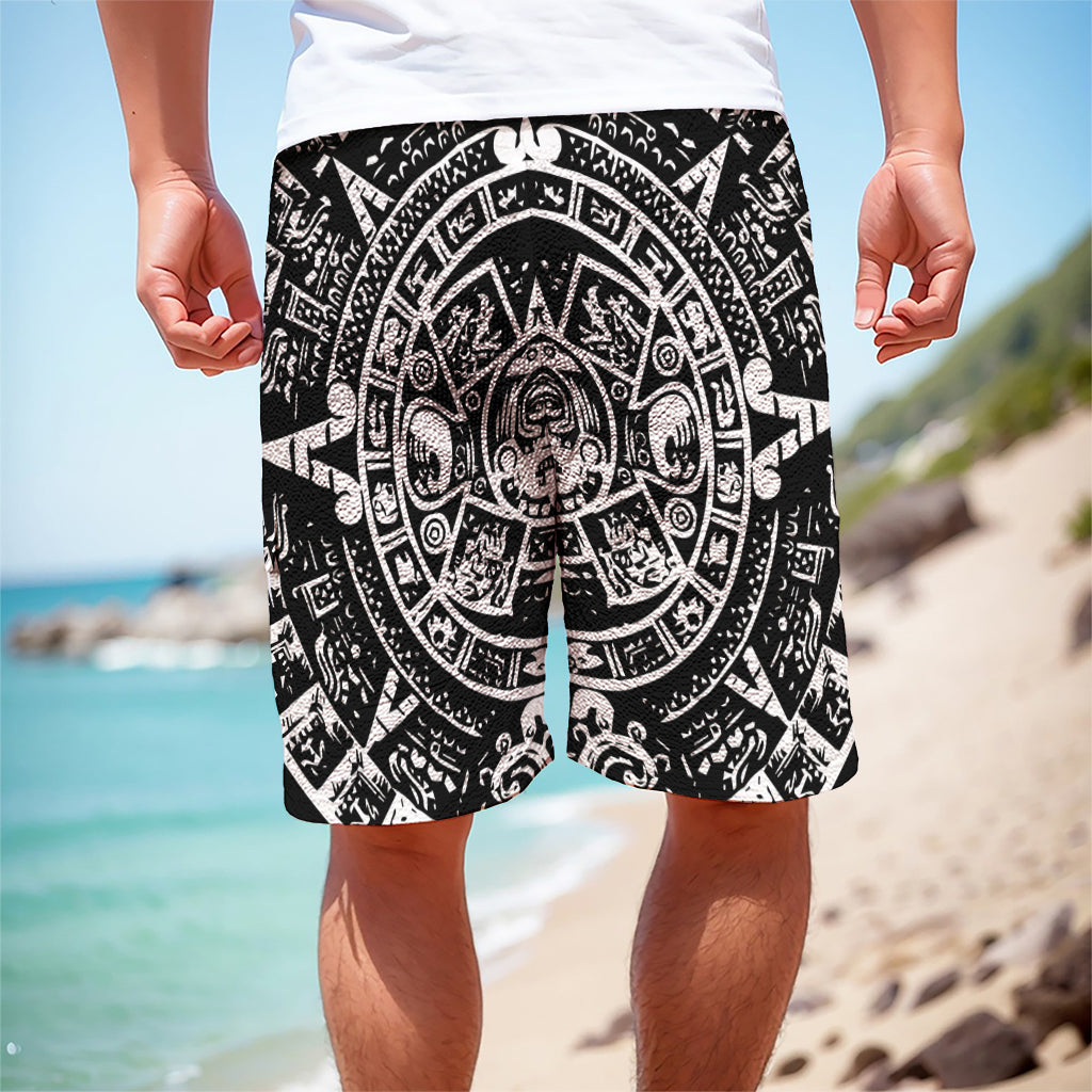 Black And White Maya Calendar Print Men's Cargo Shorts