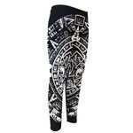 Black And White Maya Calendar Print Men's Compression Pants