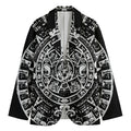Black And White Maya Calendar Print Men's Cotton Blazer