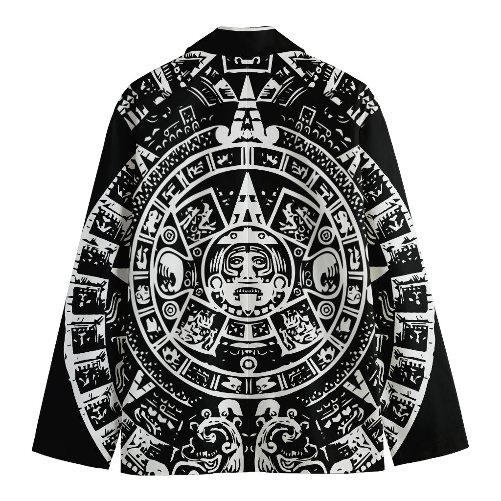 Black And White Maya Calendar Print Men's Cotton Blazer