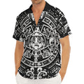 Black And White Maya Calendar Print Men's Deep V-Neck Shirt