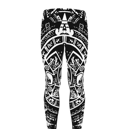 Black And White Maya Calendar Print Men's leggings